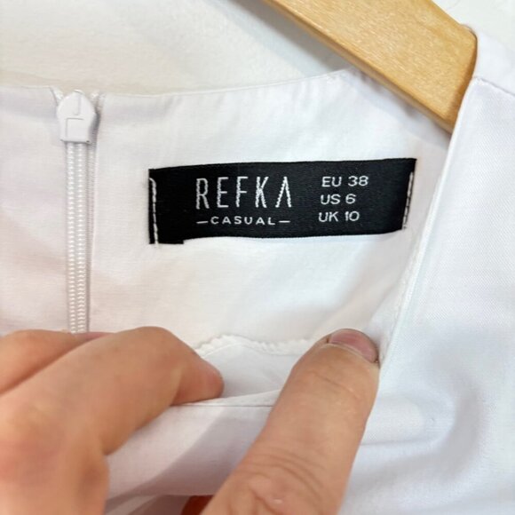 REFKA White Assymetric Hem Blouse Long Sleeves sz M - Picture 4 of 11